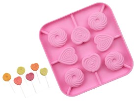 Molde silicona 8 chupetines espirales 